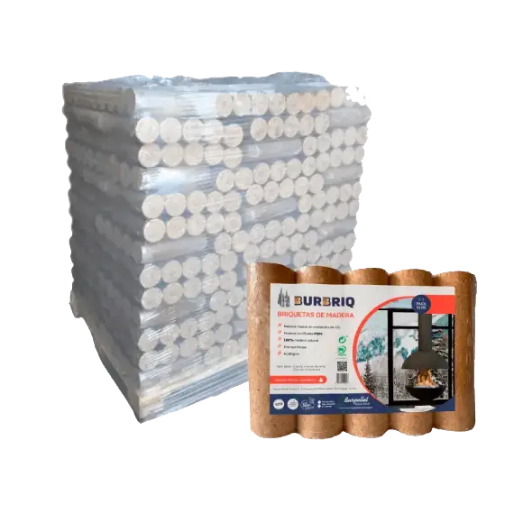Briquetas Burbriq – Paquete 104 x 5 briquetas de madera (2 kg c/u)