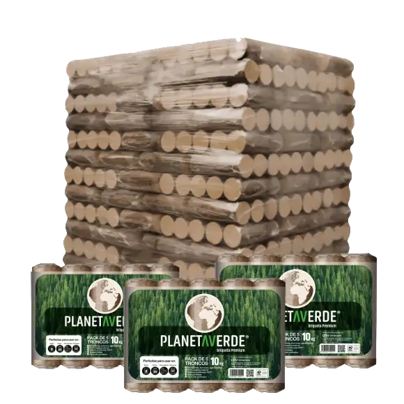Briquetas de madera Planeta Verde – 104 paquetes x 5 briquetas